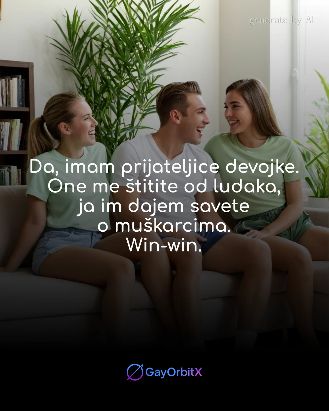 Da, imam prijateljice devojke. One me štitite od ludaka, ja im dajem savete o muškarcima. Win-win.
